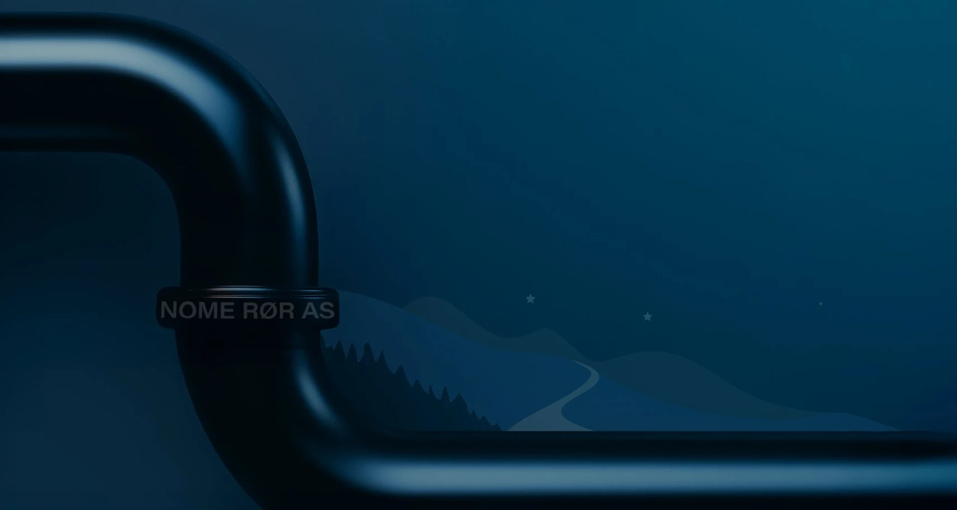 Banner med rør og fjell – Nome Rør AS